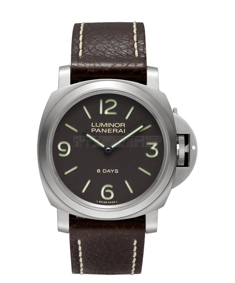 Panerai Luminor Base 8 Days Acciaio Mechanical Brown Dial Mens Watch PAM00562