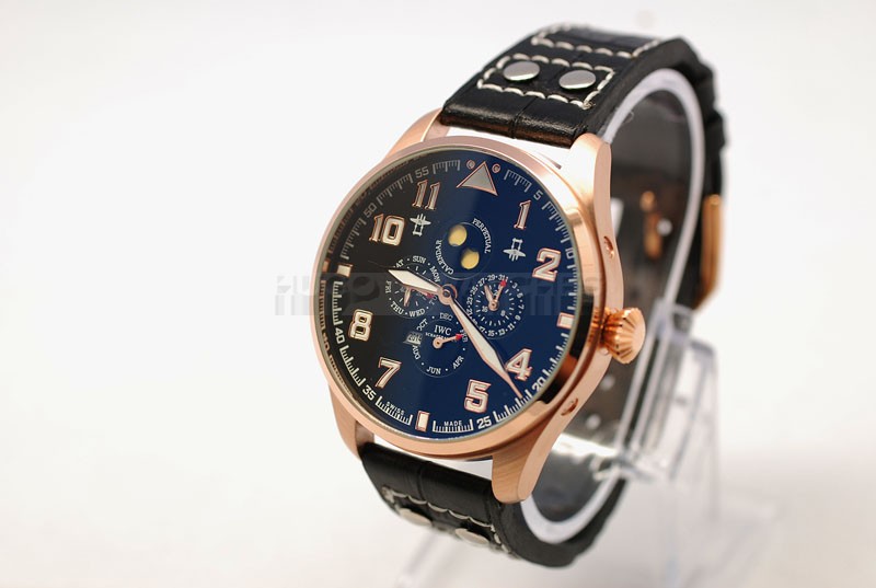 Big Pilot's Antoine de Saint Exupry IWC Swiss Replica 46mm Perpetual Calendar Edition Black Leather Band20869