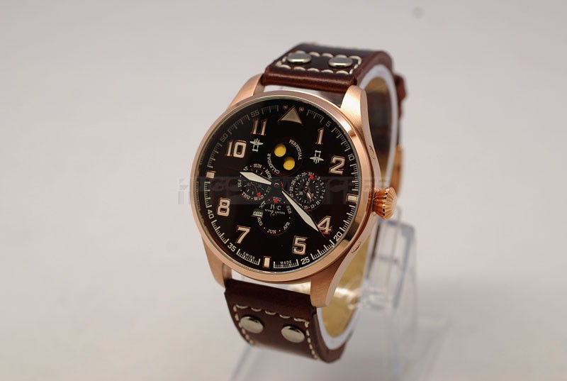 Big Pilot's Antoine de Saint Exupry IWC Swiss Replica 46mm Perpetual Calendar Edition Brown Leather Band20867