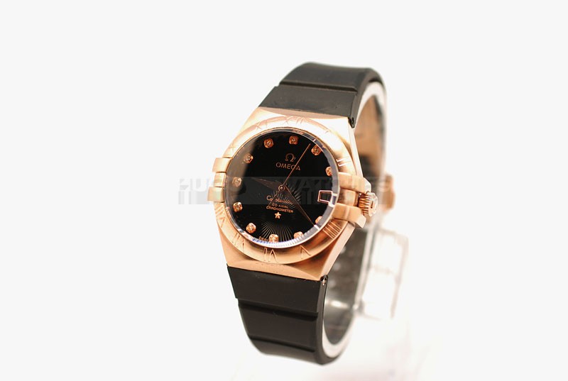 Replica Omega 35mm Lady Constellation Black Rubber Band20669