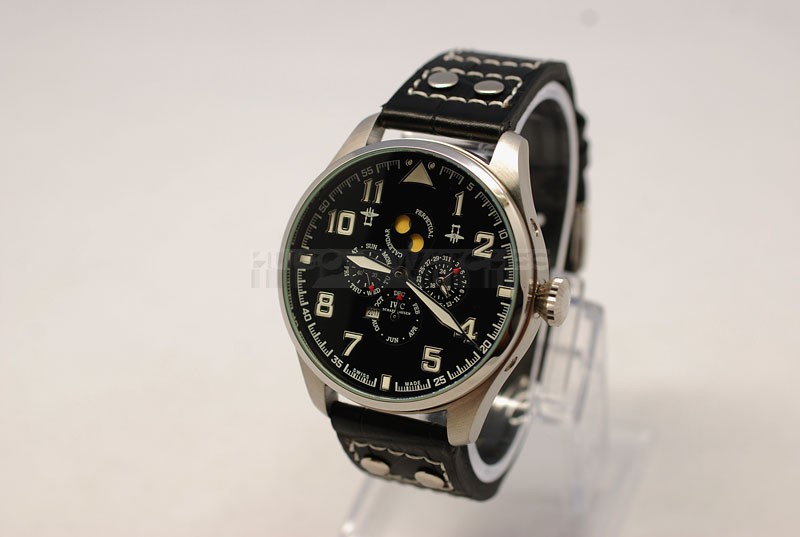 Big Pilot's Antoine de Saint Exupry IWC Swiss Replica 46mm Perpetual Calendar Edition Black Leather Band20866