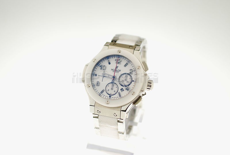 Swiss replica Hublot Big Bang Chronograph 44mm Steel And White Ceramic Strap20522