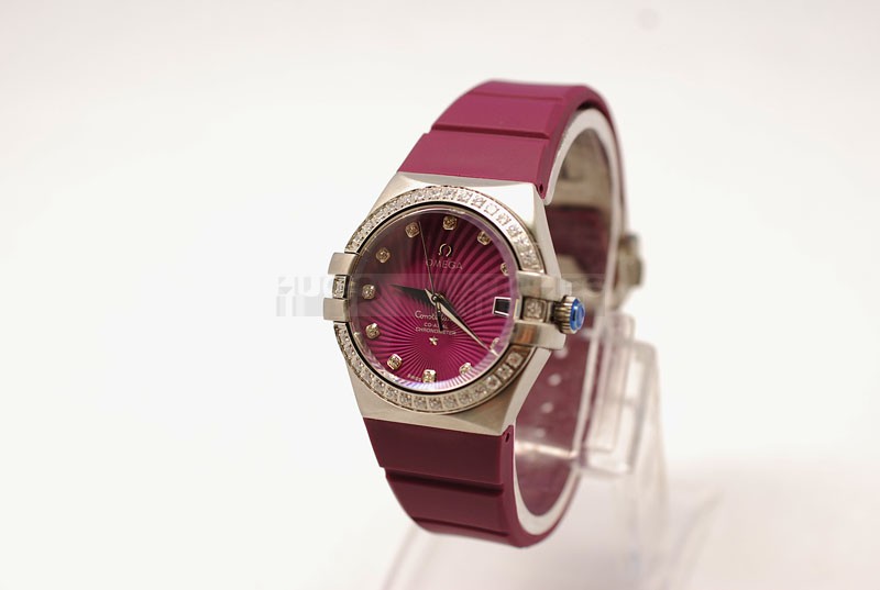 Replica Omega 35mm Lady Constellation Purple Rubber Band20672