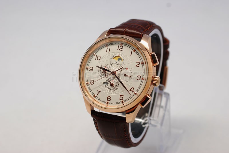 Replica Portuguese Grande Complication IWC 45mm Swiss Watch Brown Leather Band20877
