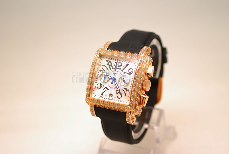 Swiss Franck Muller Conquistador Cortez Replica 36mm Rose Gold with Diamonds20975