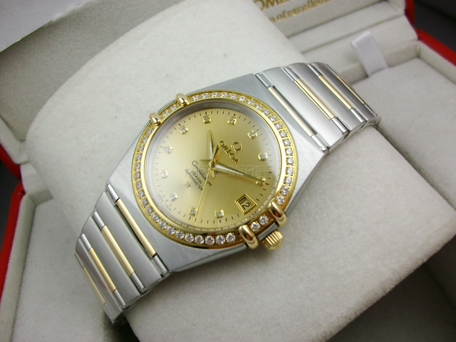Omega Constellation Chronometer Swiss 2824 Ladies Automatic Gold Dial