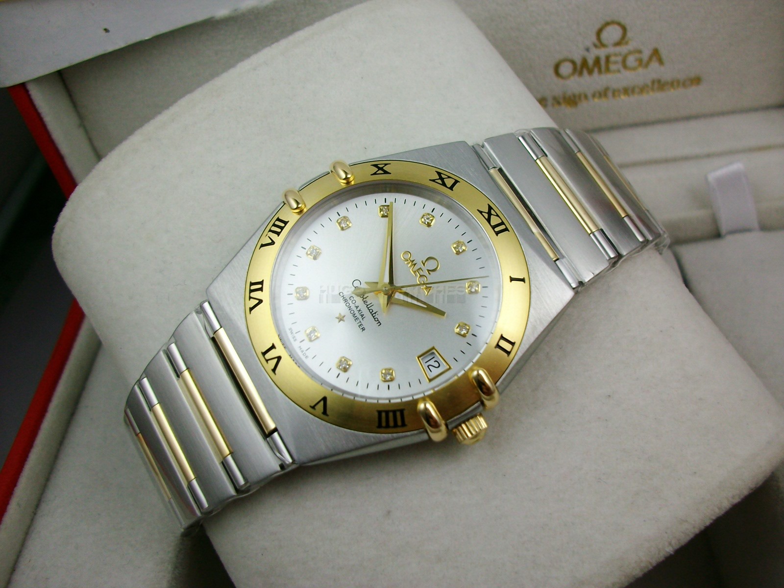 Omega Constellation Chronometer Swiss 2824 Ladies Automatic White Dial Roman Numeral Markers