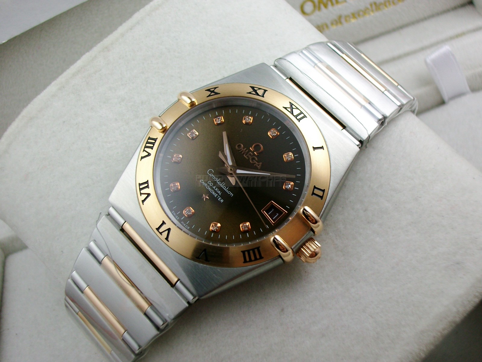 Omega Constellation Chronometer Swiss 2824 Ladies Automatic Black Dial Roman Numeral Markers