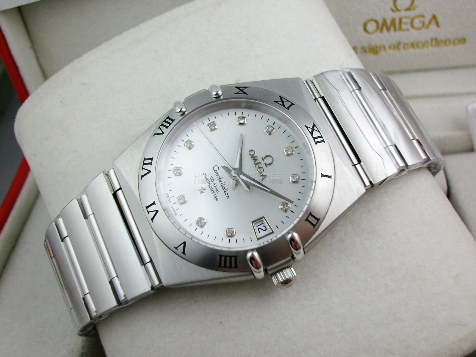 Omega Constellation Chronometer Swiss 2824 Ladies Automatic White Dial Roman Numeral Markers