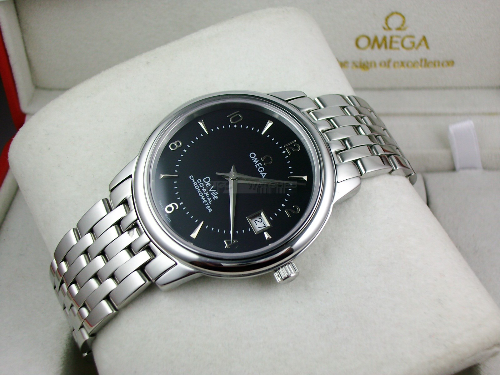 Omega De Ville Swiss 2824 Mens Automatic Black Dial Triangle Numeral Markers