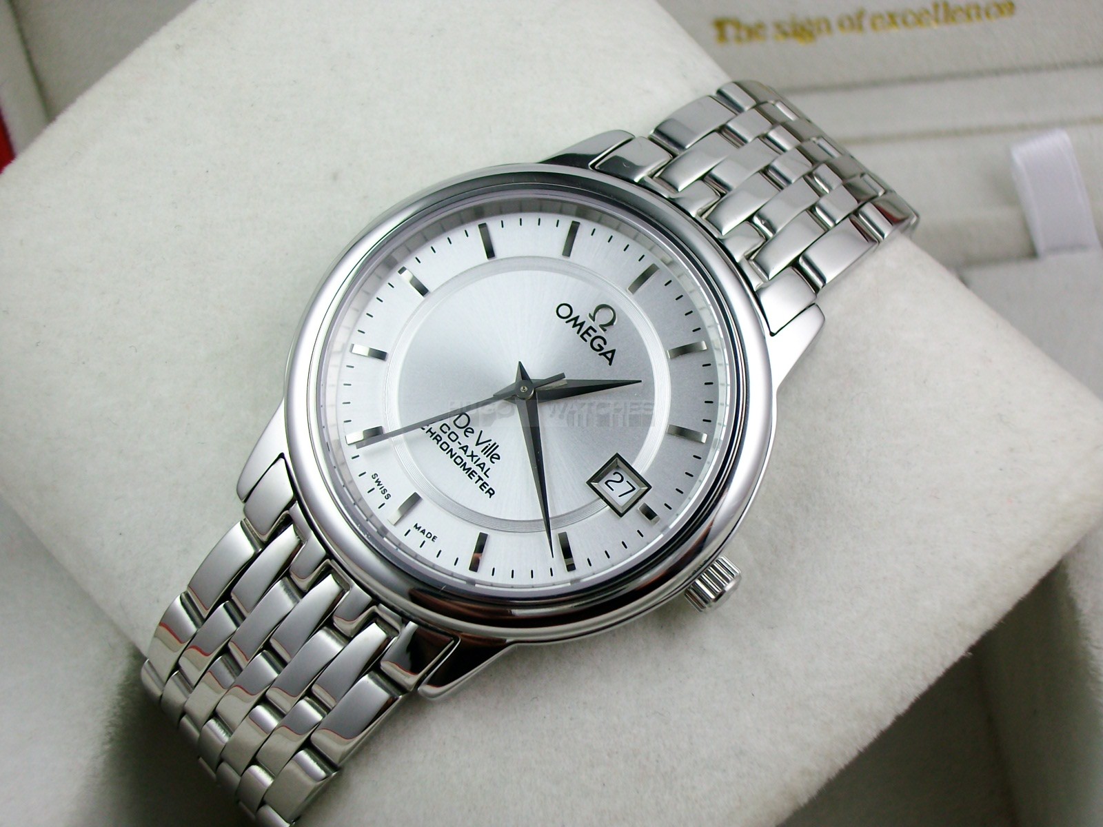 Omega De Ville Swiss 2824 Mens Automatic White Dial Stick Markers