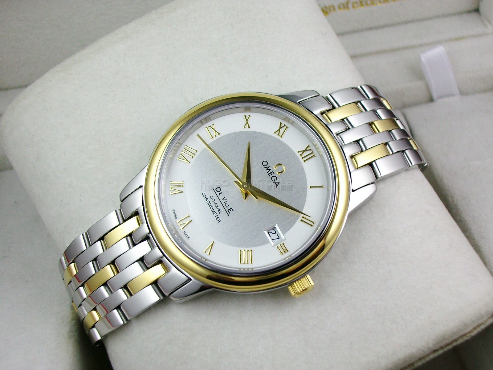 Omega De Ville Swiss 2824 Mens Automatic White Dial Roman Markers Gold