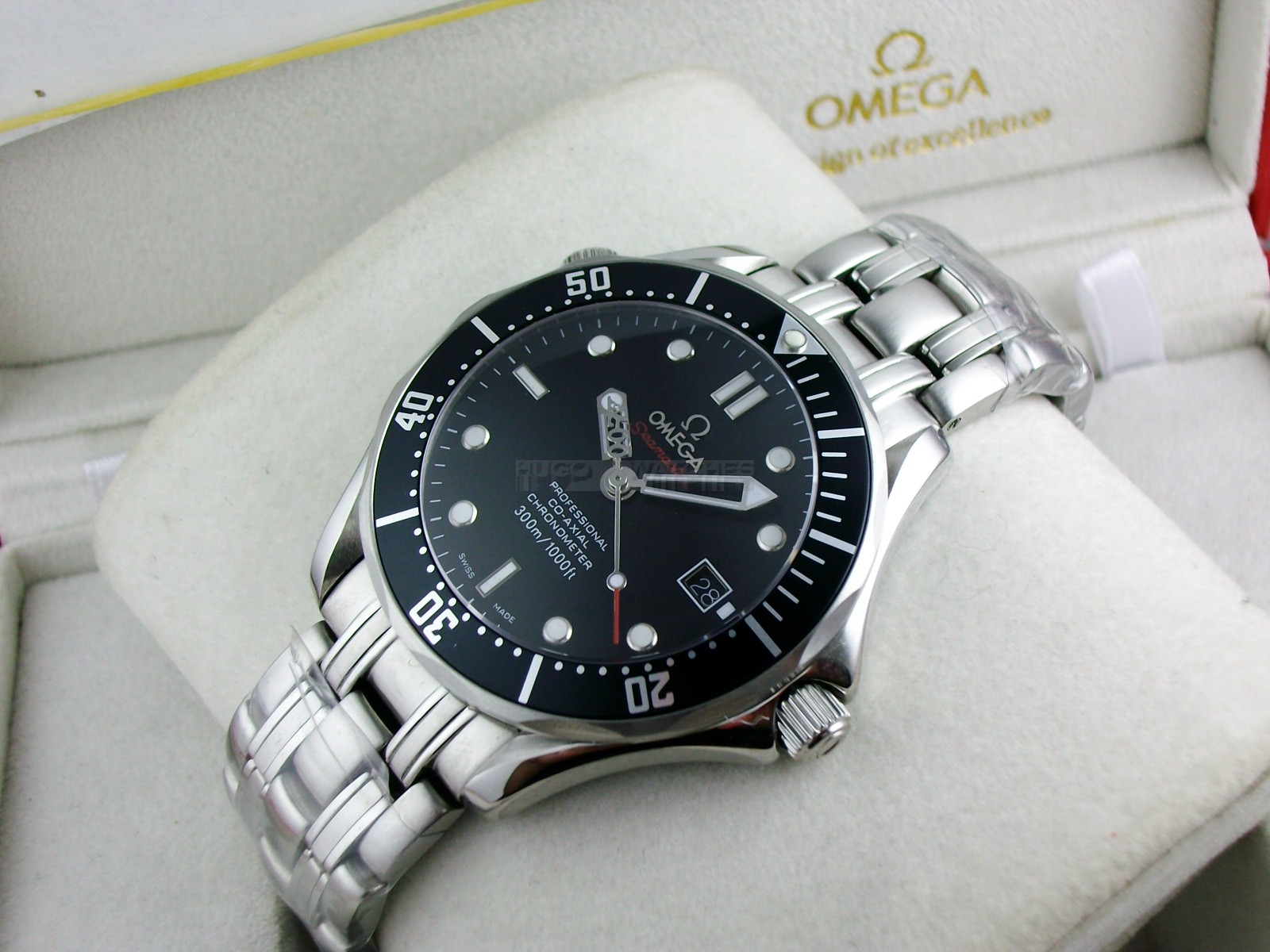 Omega Seamaster Swiss 2824 Mens Automatic Black Dial Stick Dot Markers