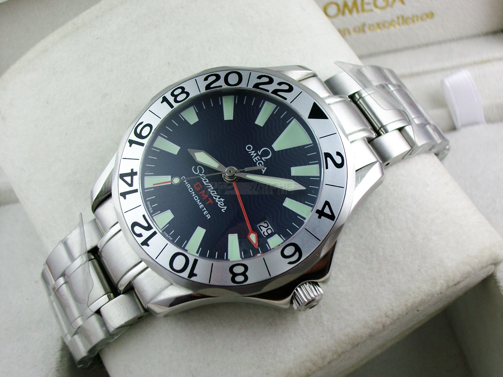 Omega Seamaster Swiss 2824 Mens Automatic Blue Dial Triangle Numeral Markers