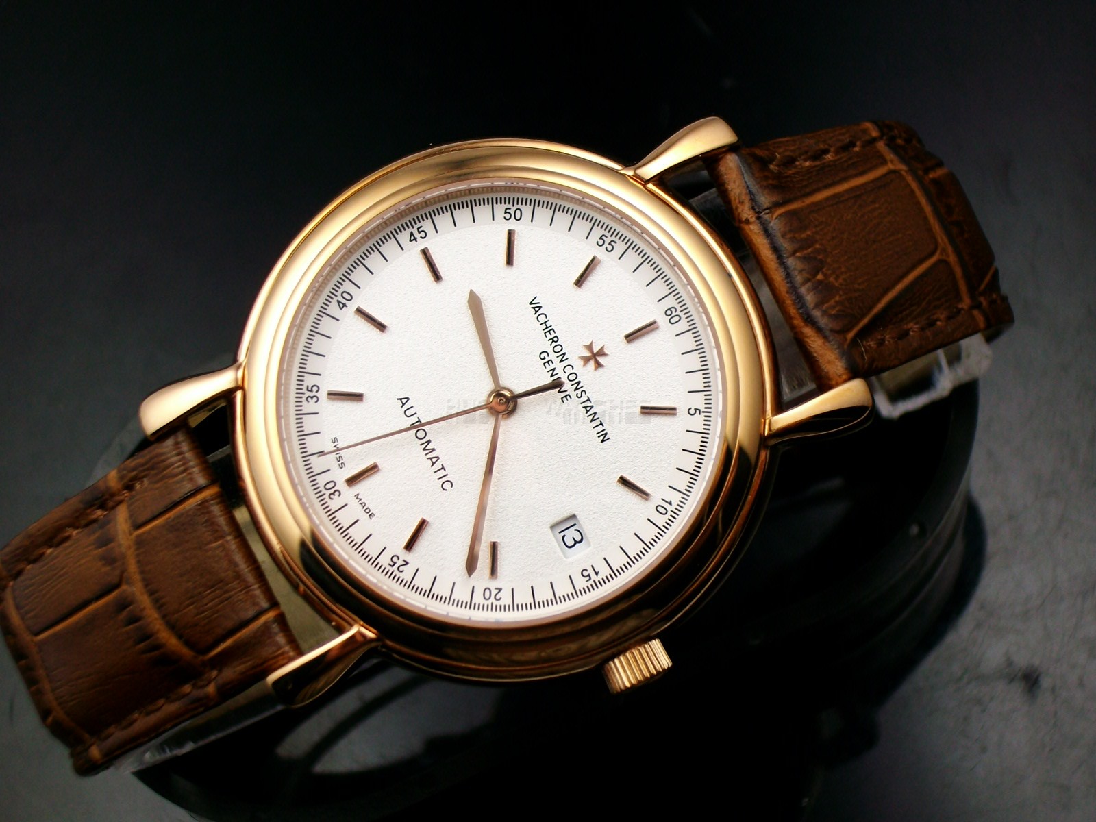 Vacheron Constantin Patrimony Swiss 2824 Automatic White Dial Stick Markers Rose Gold