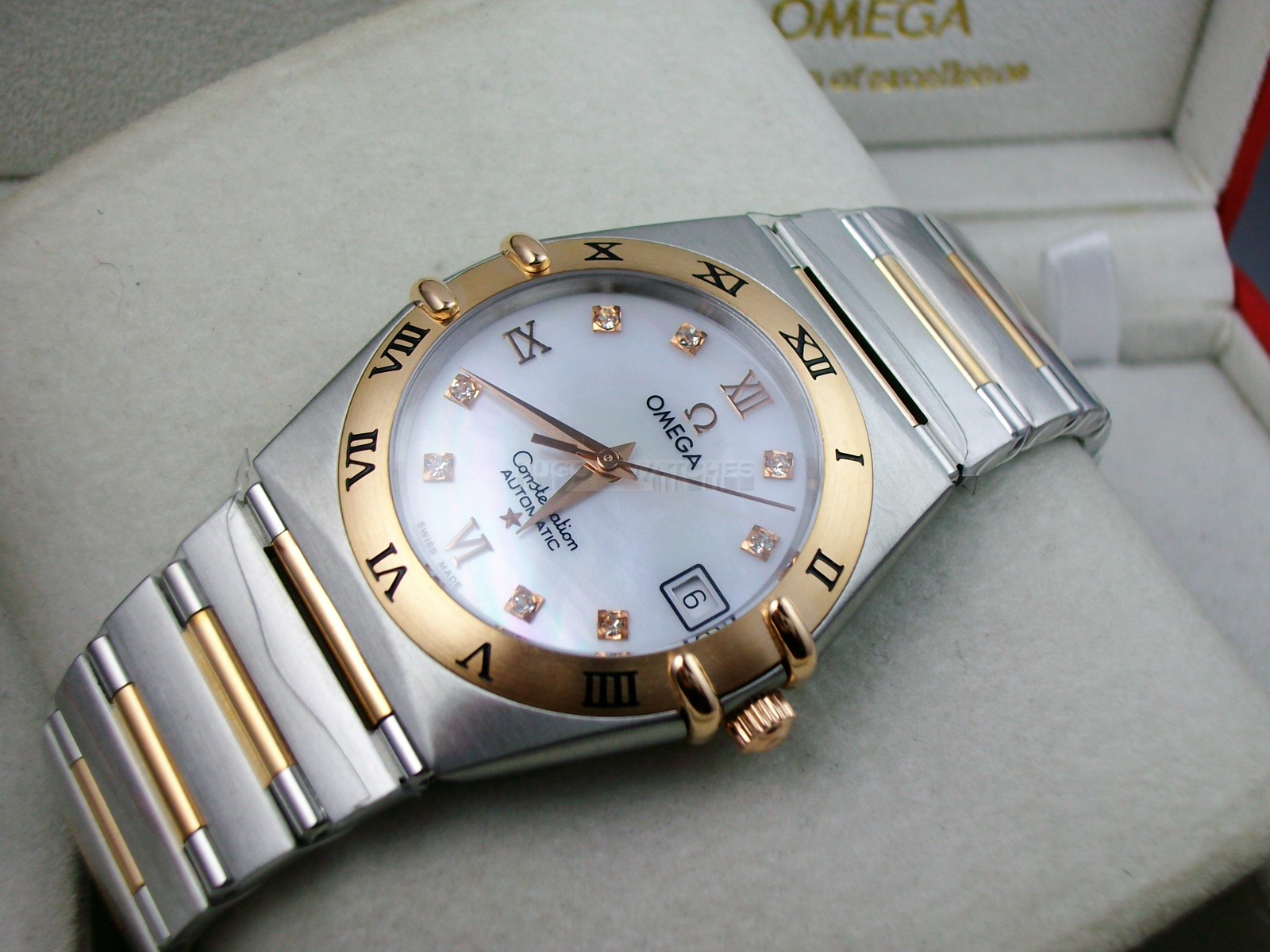 Omega Constellation Chronometer Swiss 2824 Ladies Automatic Rose Gold Roman Numeral Markers