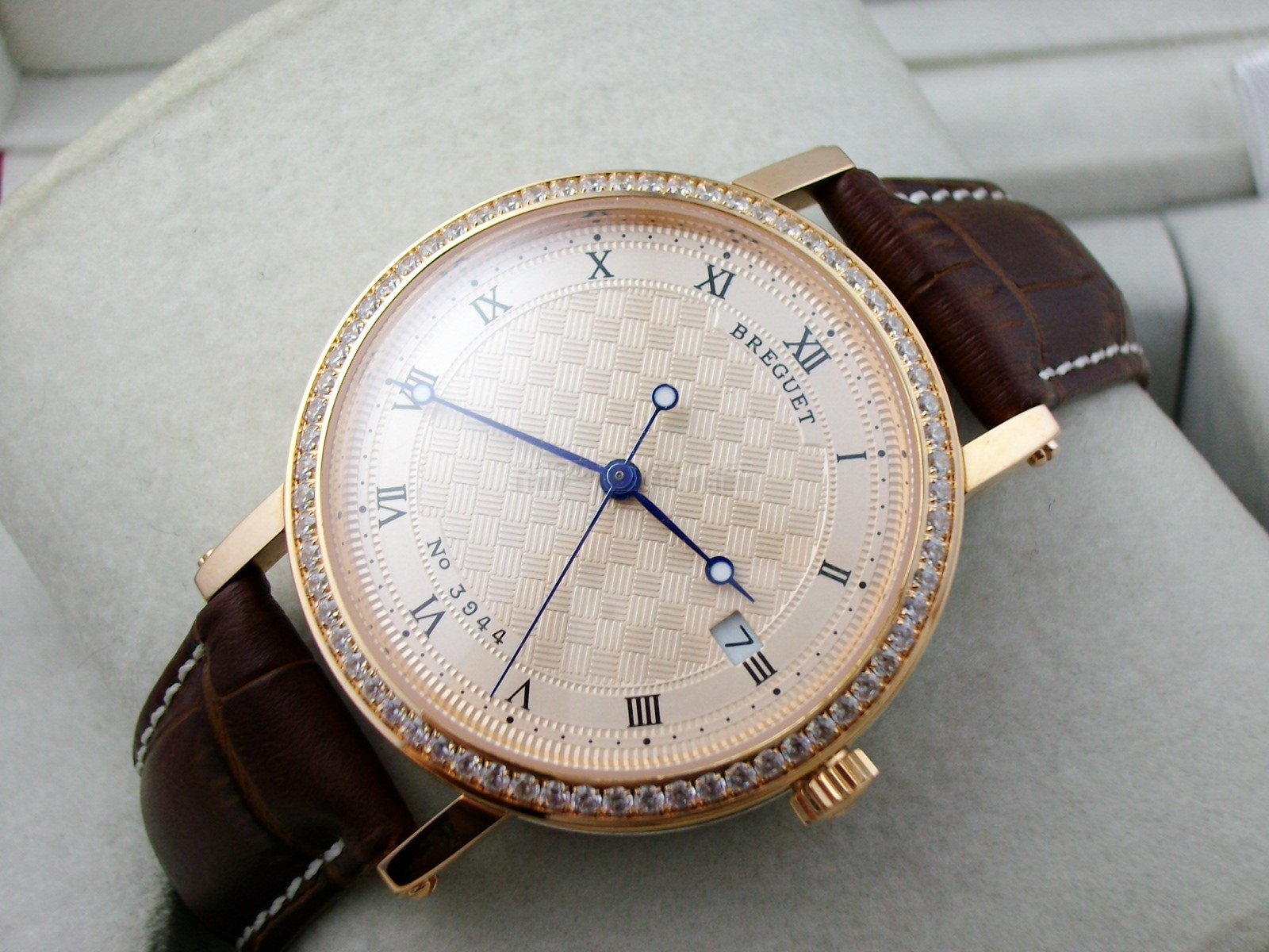 Breguet Classique Swiss 2824 Automatic Rose Gold Dial Diamond Bezel Rose Gold