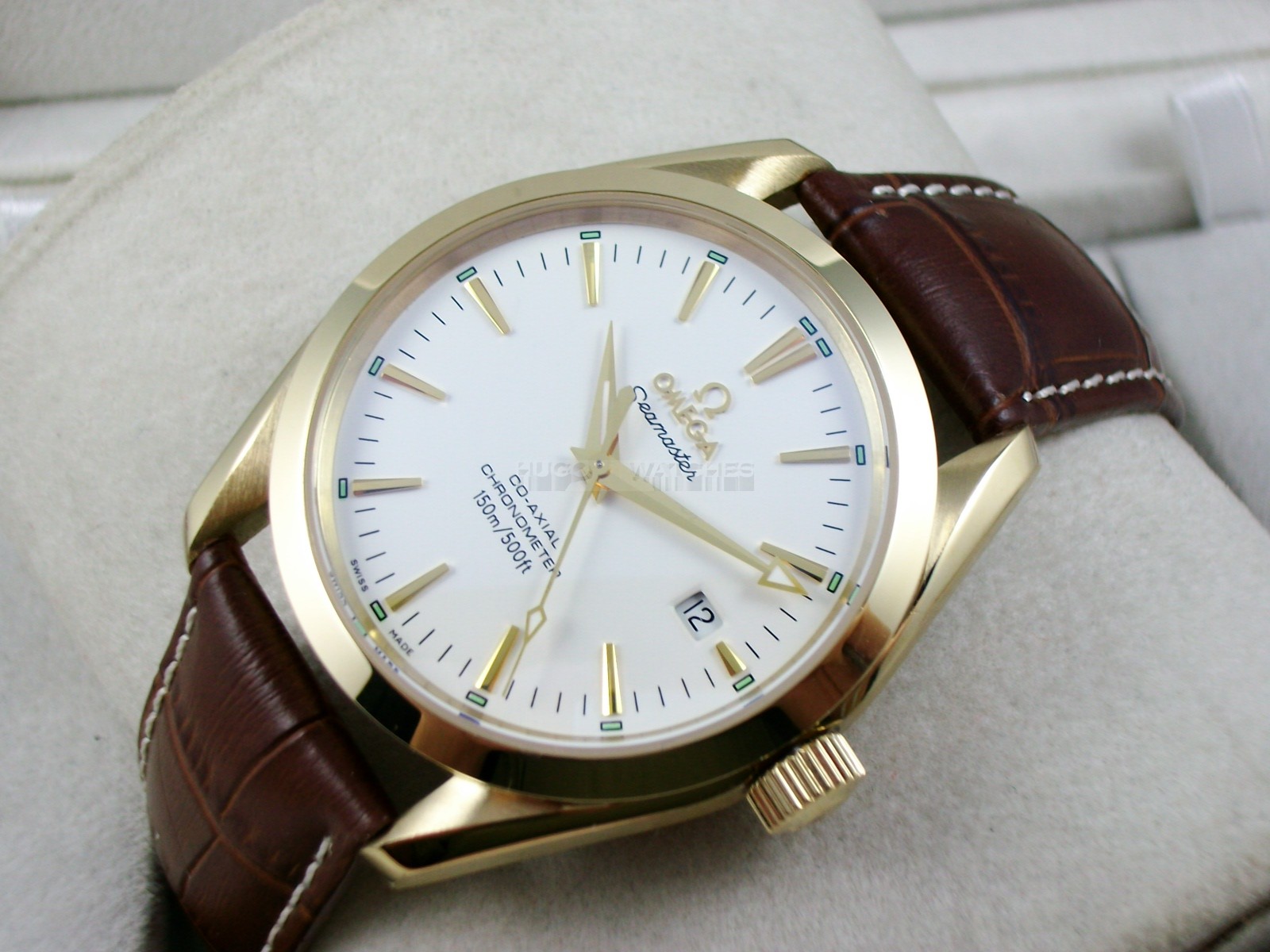 Omega Seamaster Swiss 2824 Mens Automatic White Dial Stick Markers Gold