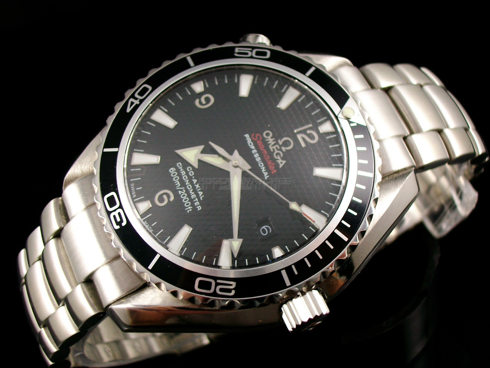 Omega Seamaster Swiss 2824 Mens Automatic Black Dial Stick Markers