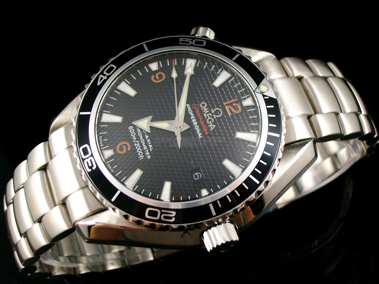 Omega Seamaster Swiss 2824 Mens Automatic Black Dial Stick Markers