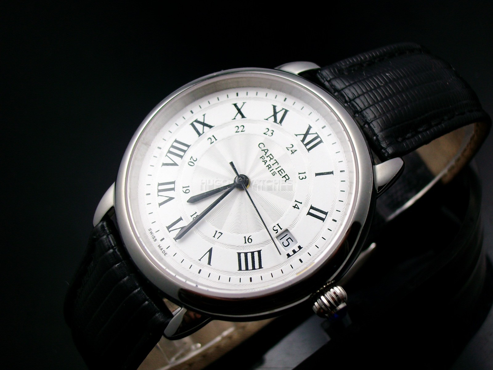 Cartier Ronde Solo Swiss 2824 Automatic Watch White Dial Black leather Strap