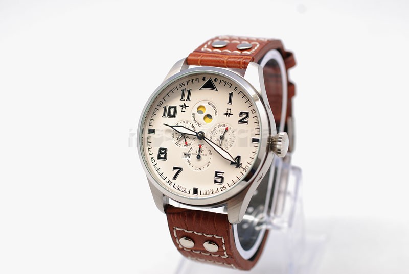 Big Pilot's Antoine de Saint Exupry IWC Swiss Replica 46mm Perpetual Calendar Edition Brown Leather Band20872