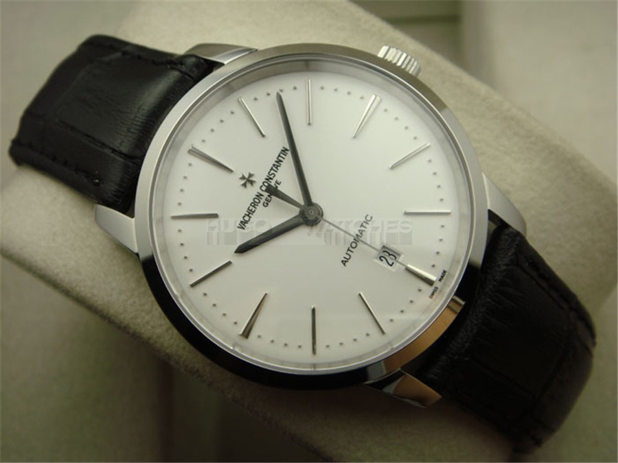 Vacheron Constantin Patrimony Swiss 2824 Automatic White Dial Black Leather Strap