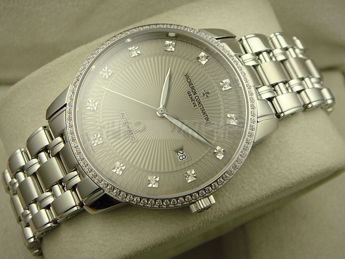 Vacheron Constantin Patrimony Swiss 2824 Automatic Grey Dial Diamond Markers 