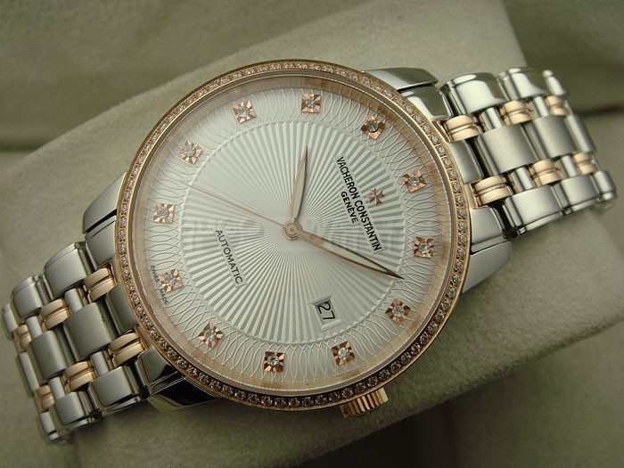 Vacheron Constantin Patrimony Swiss 2824 Automatic White Dial Diamond Markers Rose Gold 