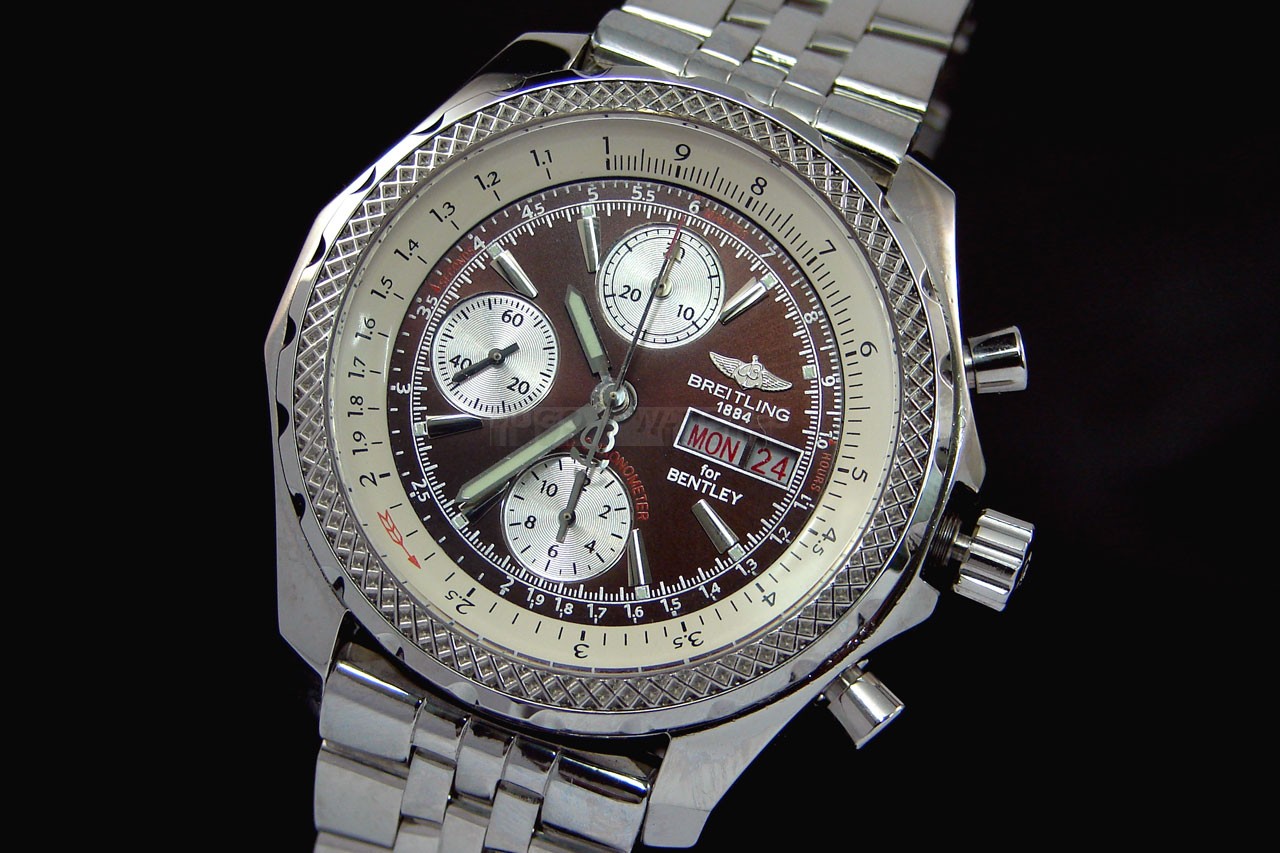 Breitling Bentley Chronograph Swiss 7750 Mens Automatic Red Dial