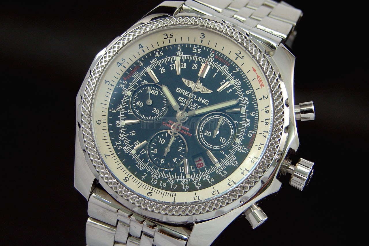 Breitling Bentley Chronograph Swiss 7750 Mens Automatic Blue Dial