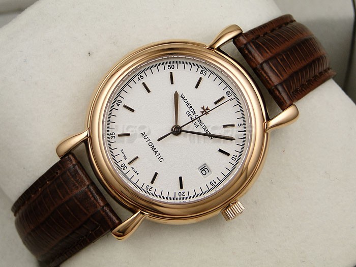 Vacheron Constantin Patrimony Swiss 2824 Automatic White Dial Stick Markers Rose Gold