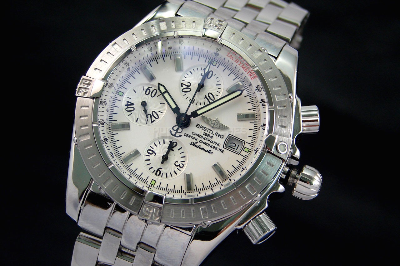 Breitling Chronomat Evolution Swiss 7750 Mens Automatic White Dial