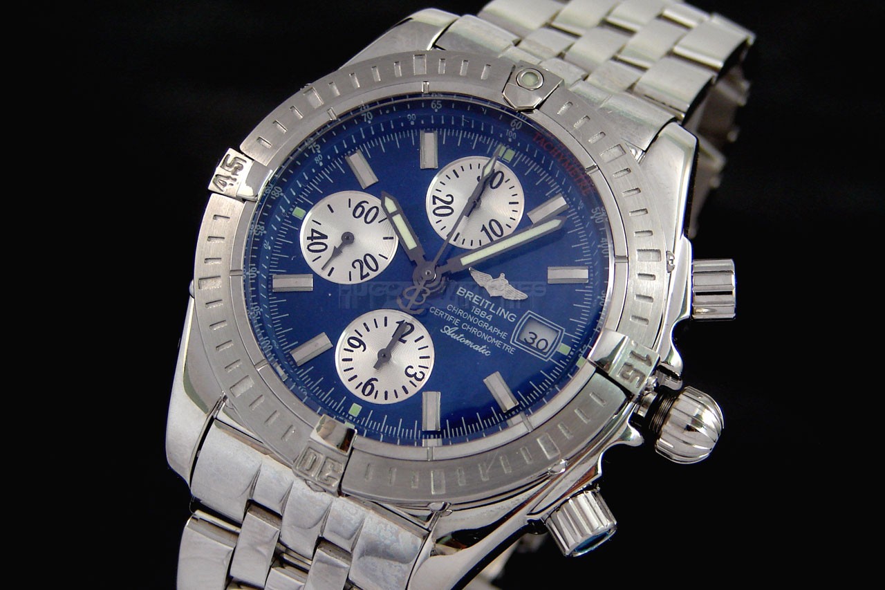 Breitling Chronomat Evolution Swiss 7750 Mens Automatic Blue Dial