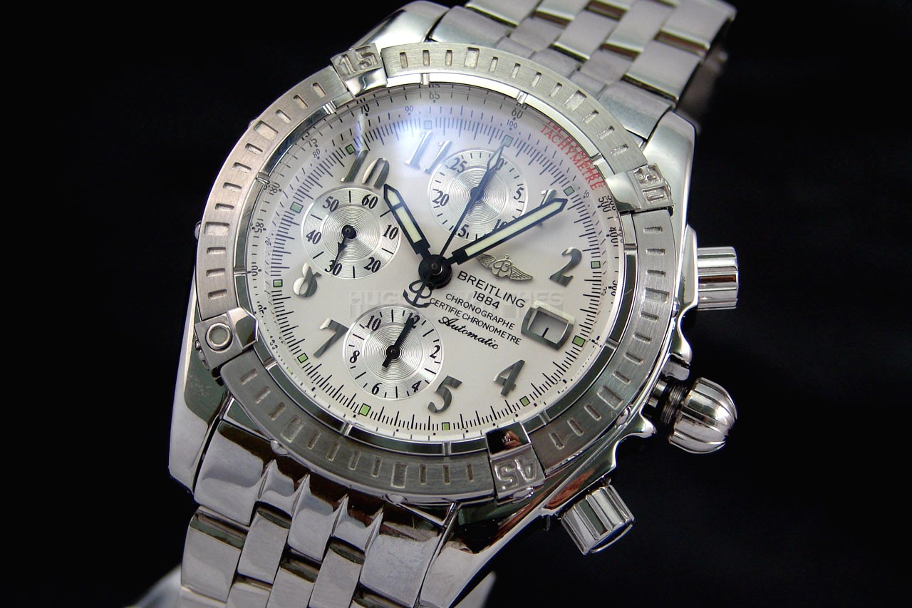 Breitling Chronomat Evolution Swiss 7750 Mens Automatic White Dial