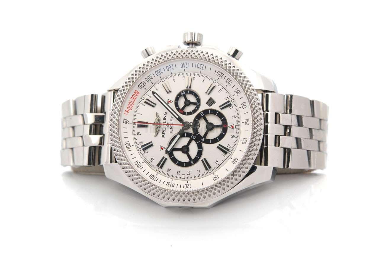 Breitling Bentley Swiss 7750 Mens Automatic White Dial Black Subdials Stainless Steel