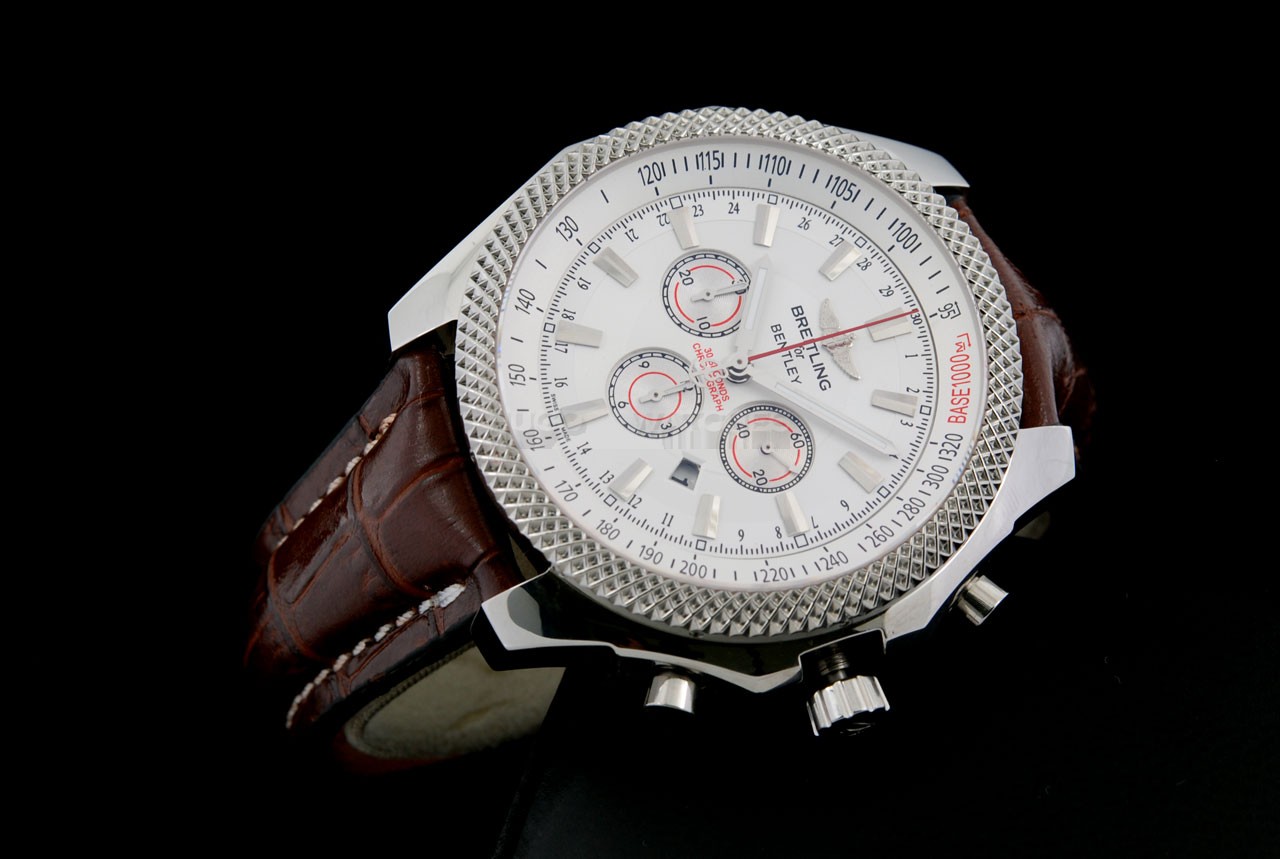 Breitling Bentley Swiss 7750 Mens Automatic White Dial Brown