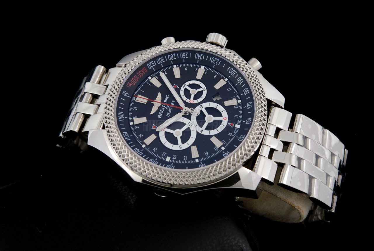 Breitling Bentley Swiss 7750 Mens Automatic Blue Dial Stainless Steel