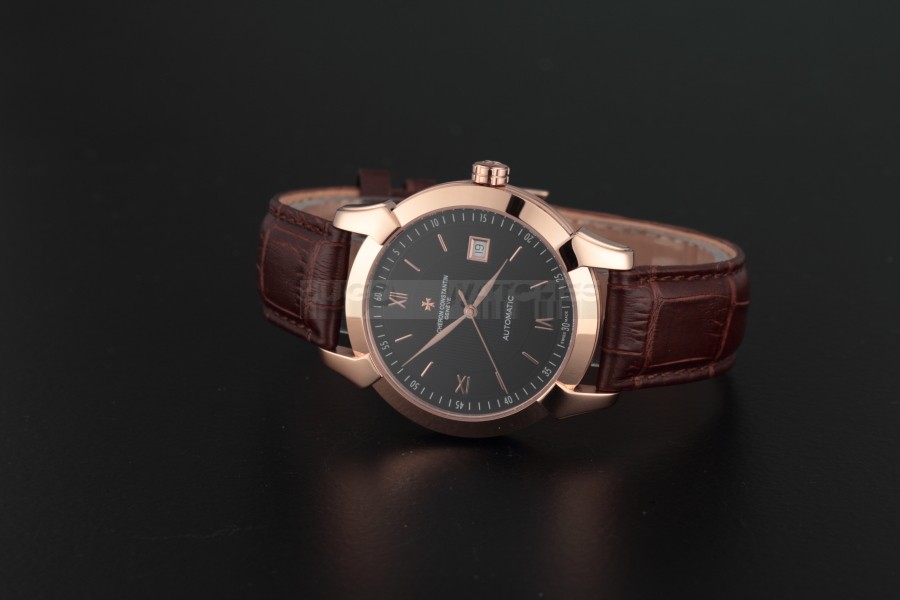 Vacheron Constantin Patrimony Swiss 2824 Automatic Black Dial Stick Roman Numeral Markers Rose Gold 