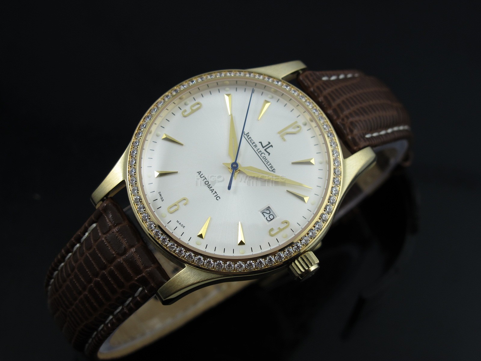 Jaeger LeCoultre Swiss 2824 Automatic White Dial Diamond Bezel Gold