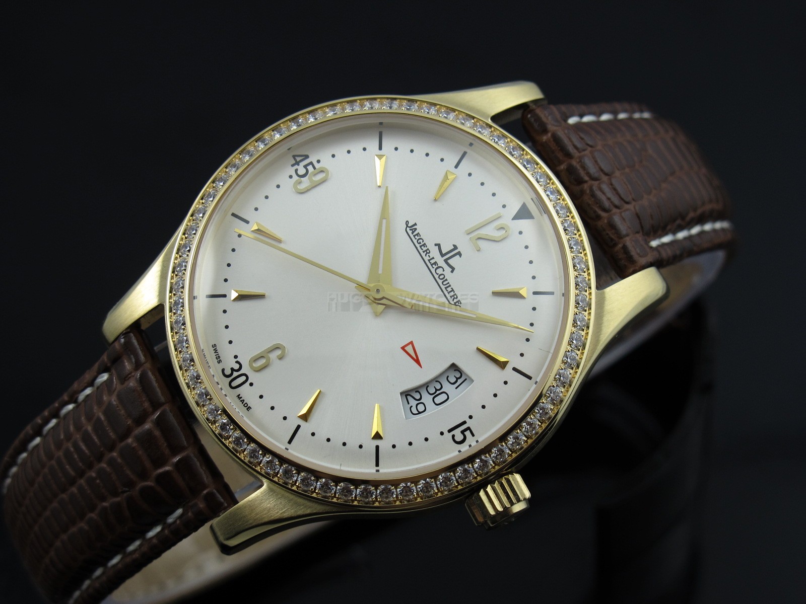 Jaeger LeCoultre Swiss 2824 Automatic White Dial Diamond Bezel Gold