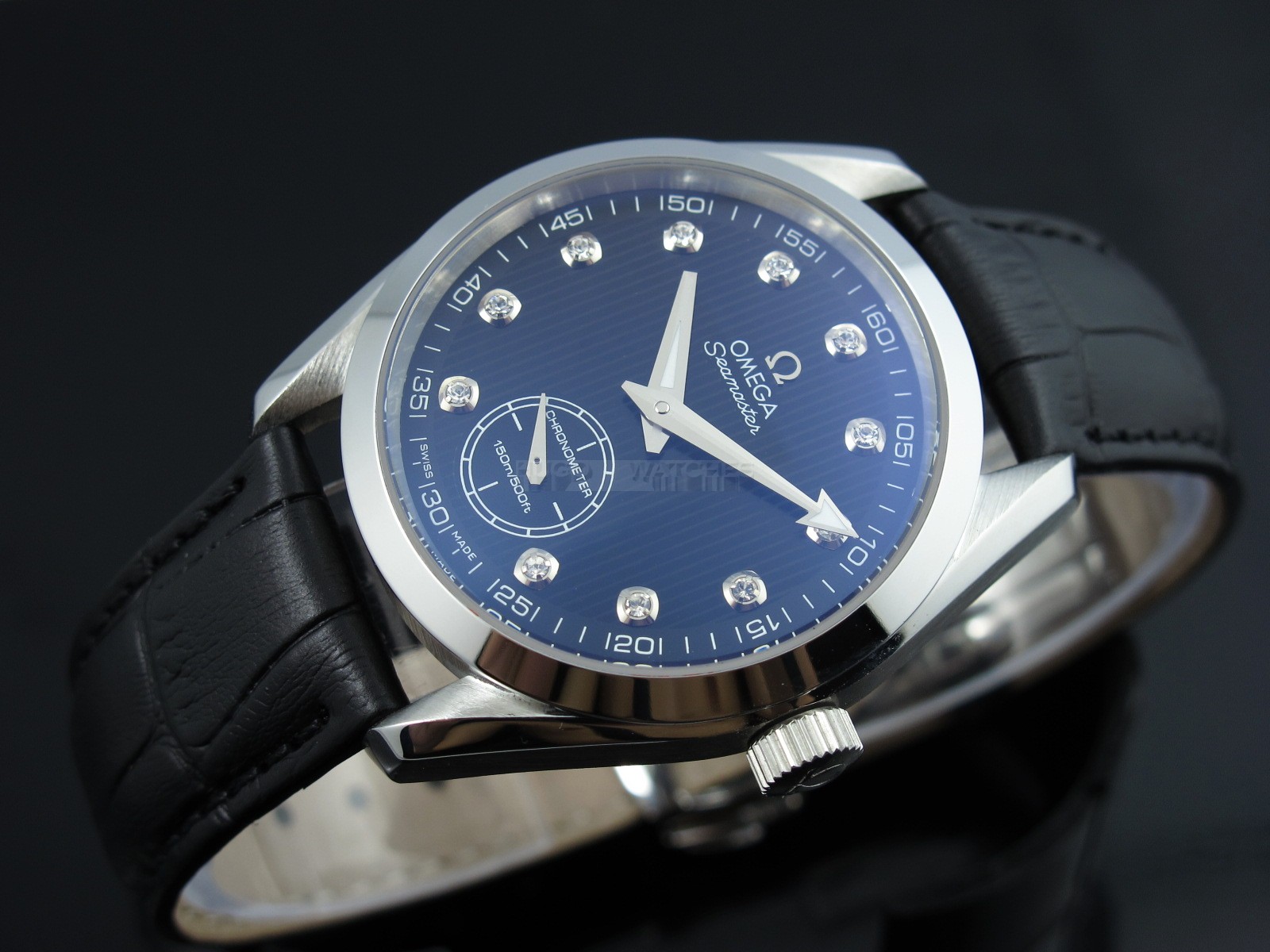 Omega Seamaster Swiss 2824 Mens Automatic Blue Dial Sub-Dial Diamond Markers
