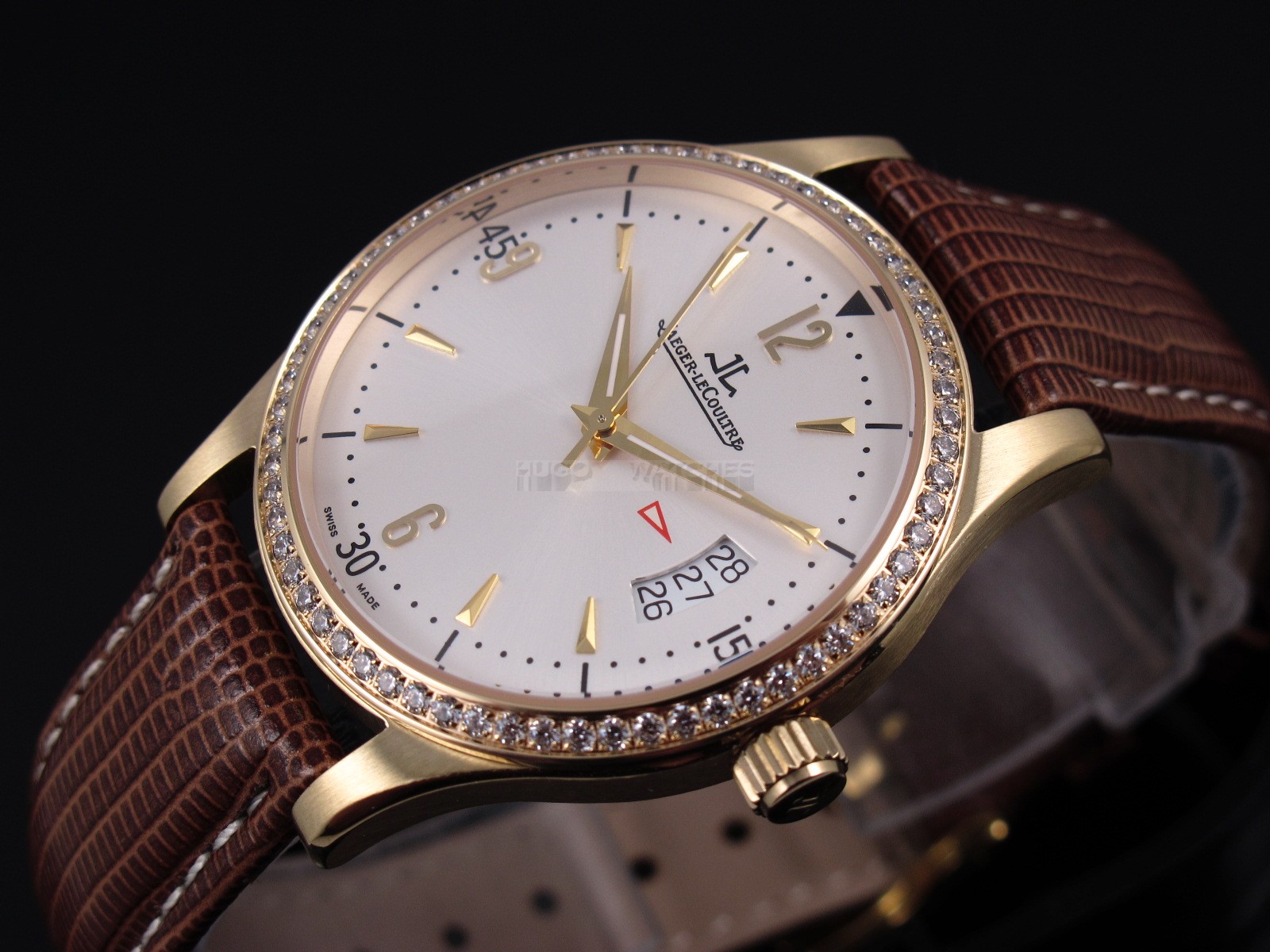 Jaeger LeCoultre Swiss 2824 Automatic White Dial Diamond Bezel Rose Gold