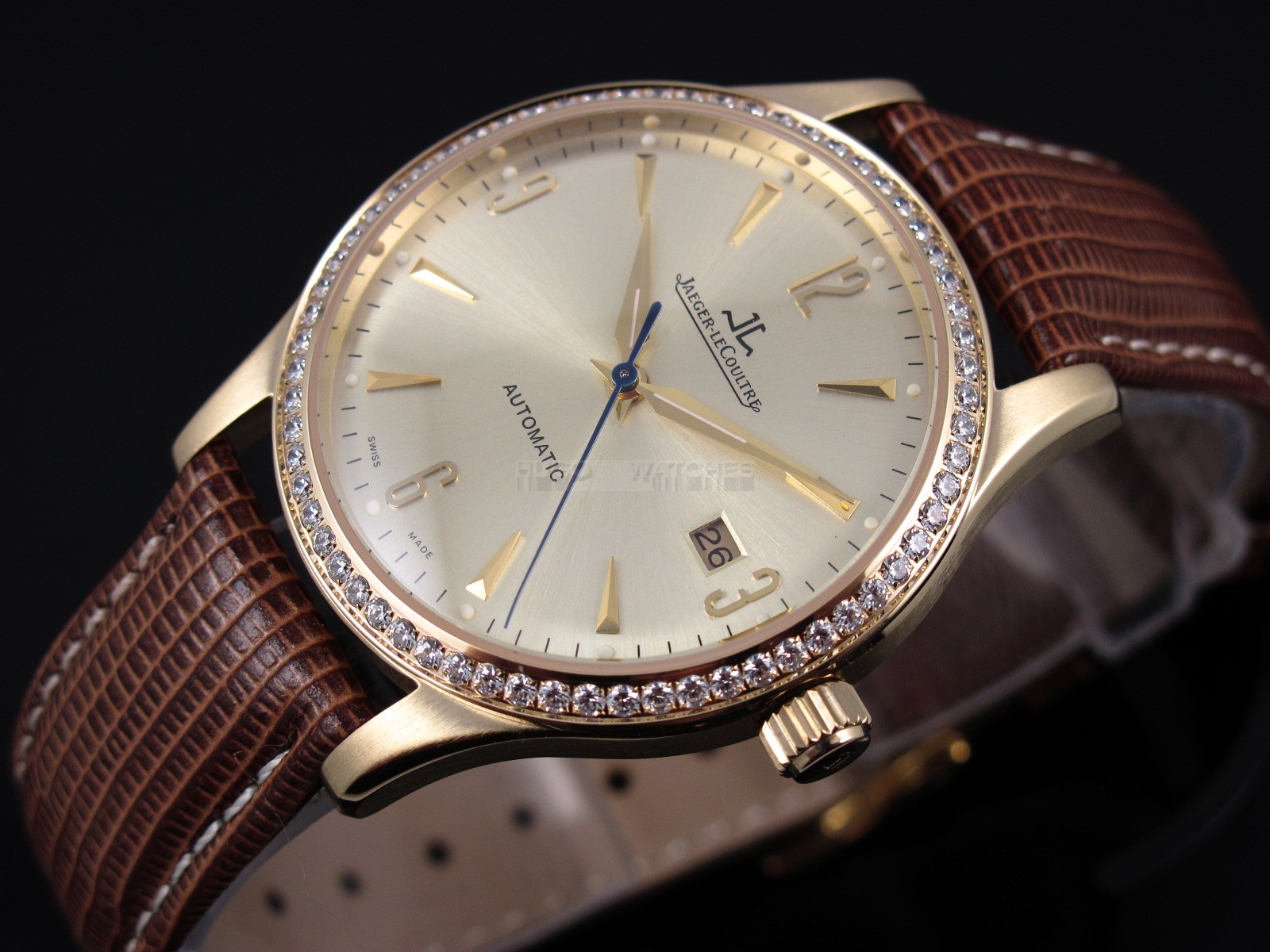 Jaeger LeCoultre Swiss 2824 Automatic Rose Gold Dial Diamond Bezel