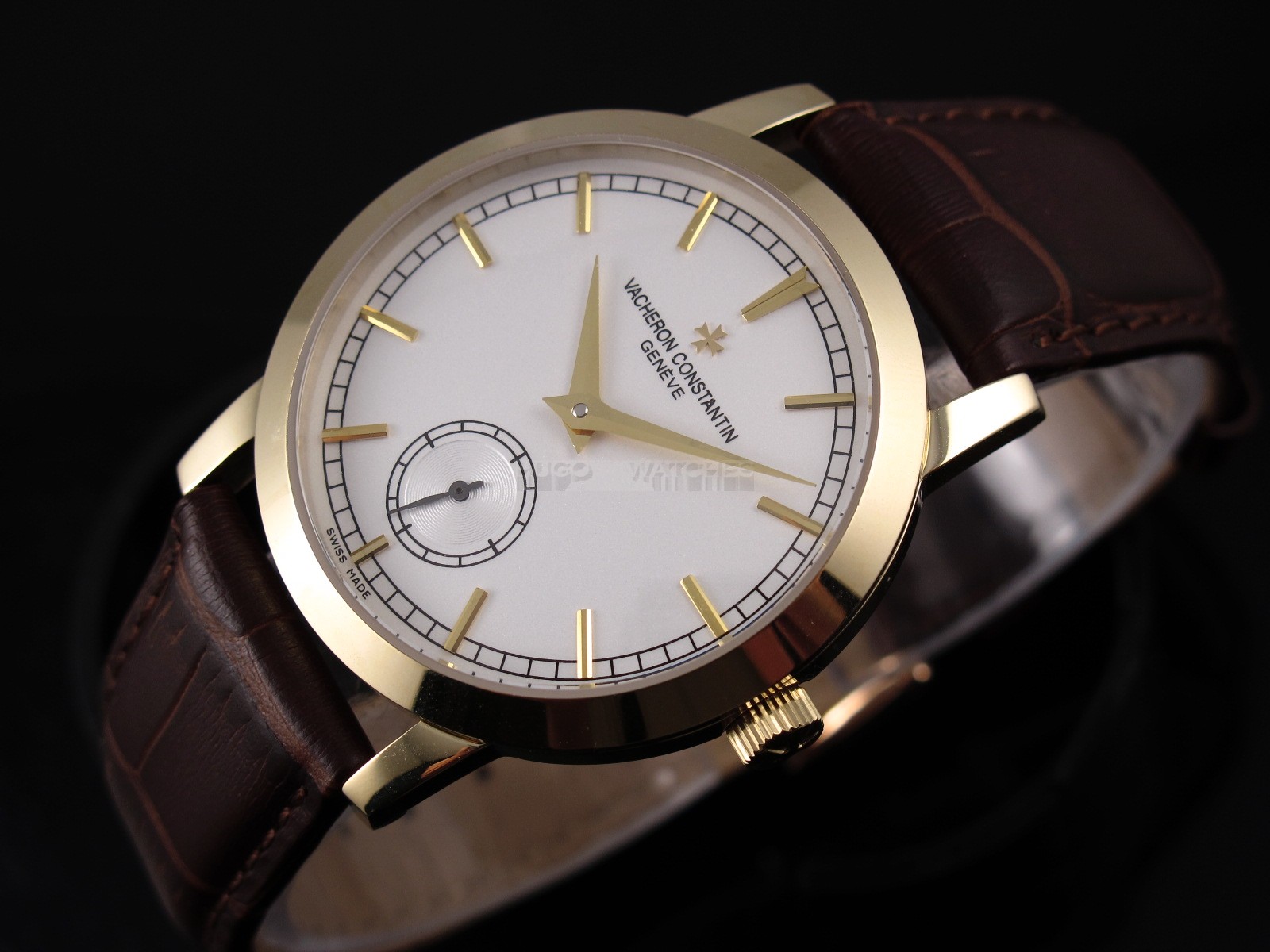Vacheron Constantin Patrimony Swiss 2824 Automatic White Dial Sub-Dial Stick Markers Gold