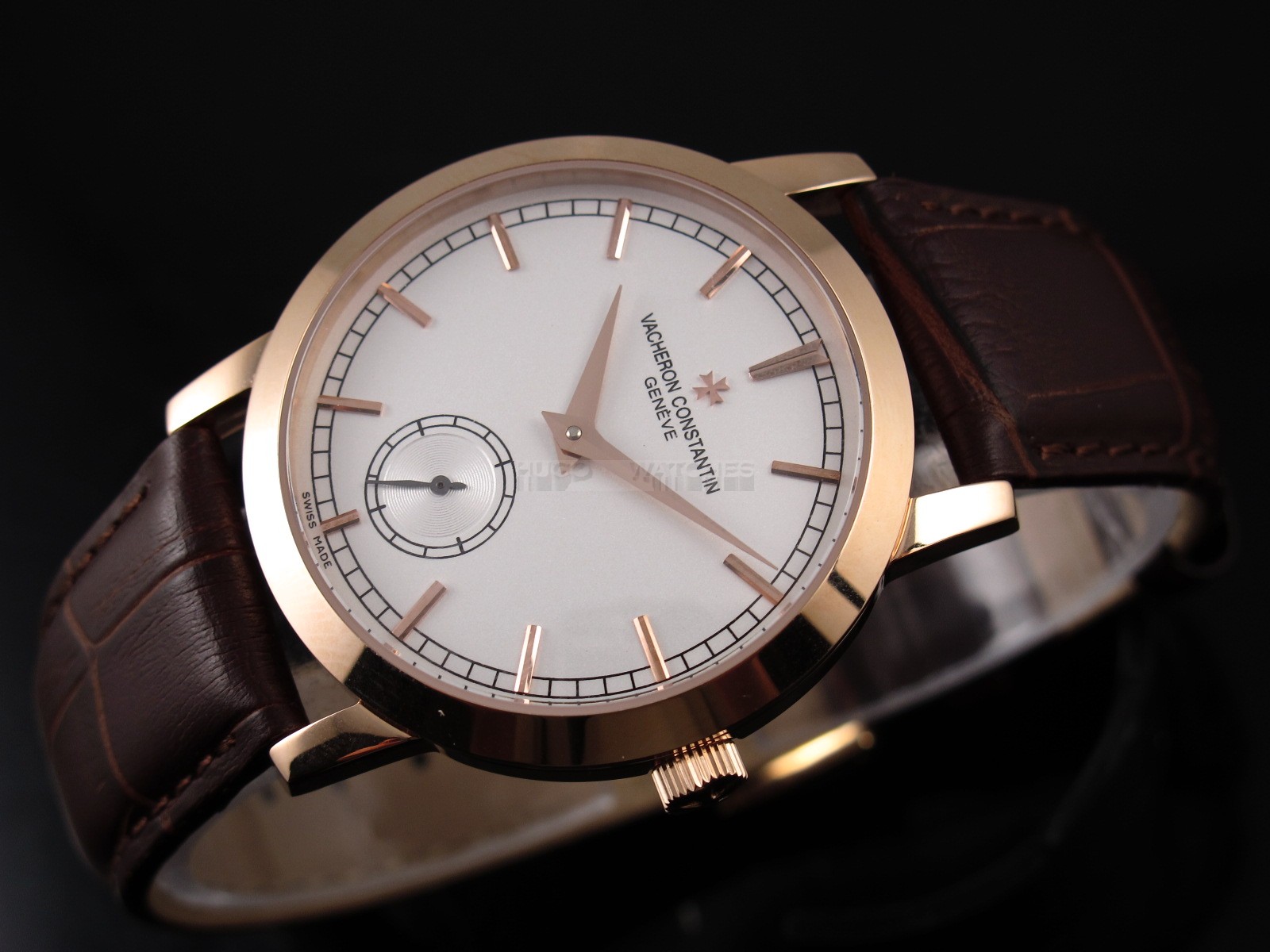 Vacheron Constantin Patrimony Swiss 2824 Automatic White Dial Sub-Dial Stick Markers Rose Gold 