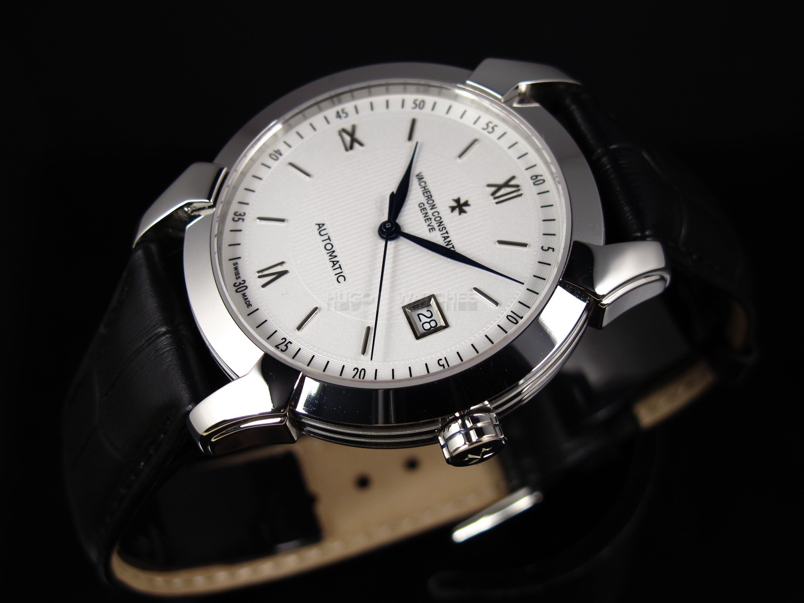 Vacheron Constantin Patrimony Swiss 2824 Automatic White Dial Stick Roman Numeral Markers 