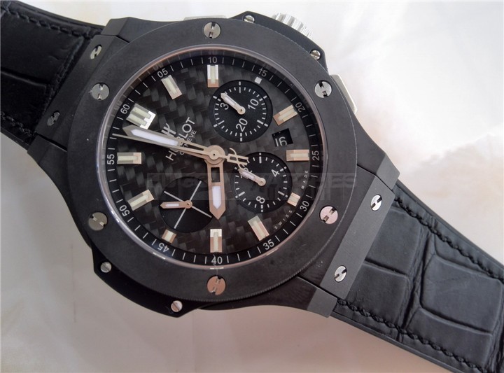 Hublot Big Bang Automatic Watch All Black Magic Black Leather Strap 
