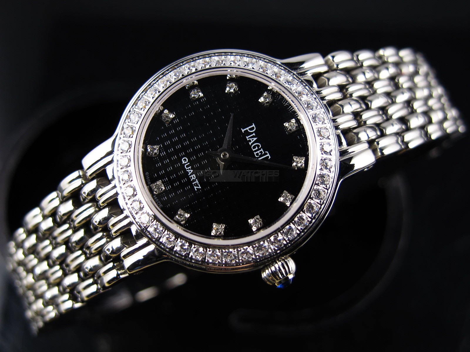 Piaget Dancer Swiss 2824 Quartz Black Dial Diamond Markers 