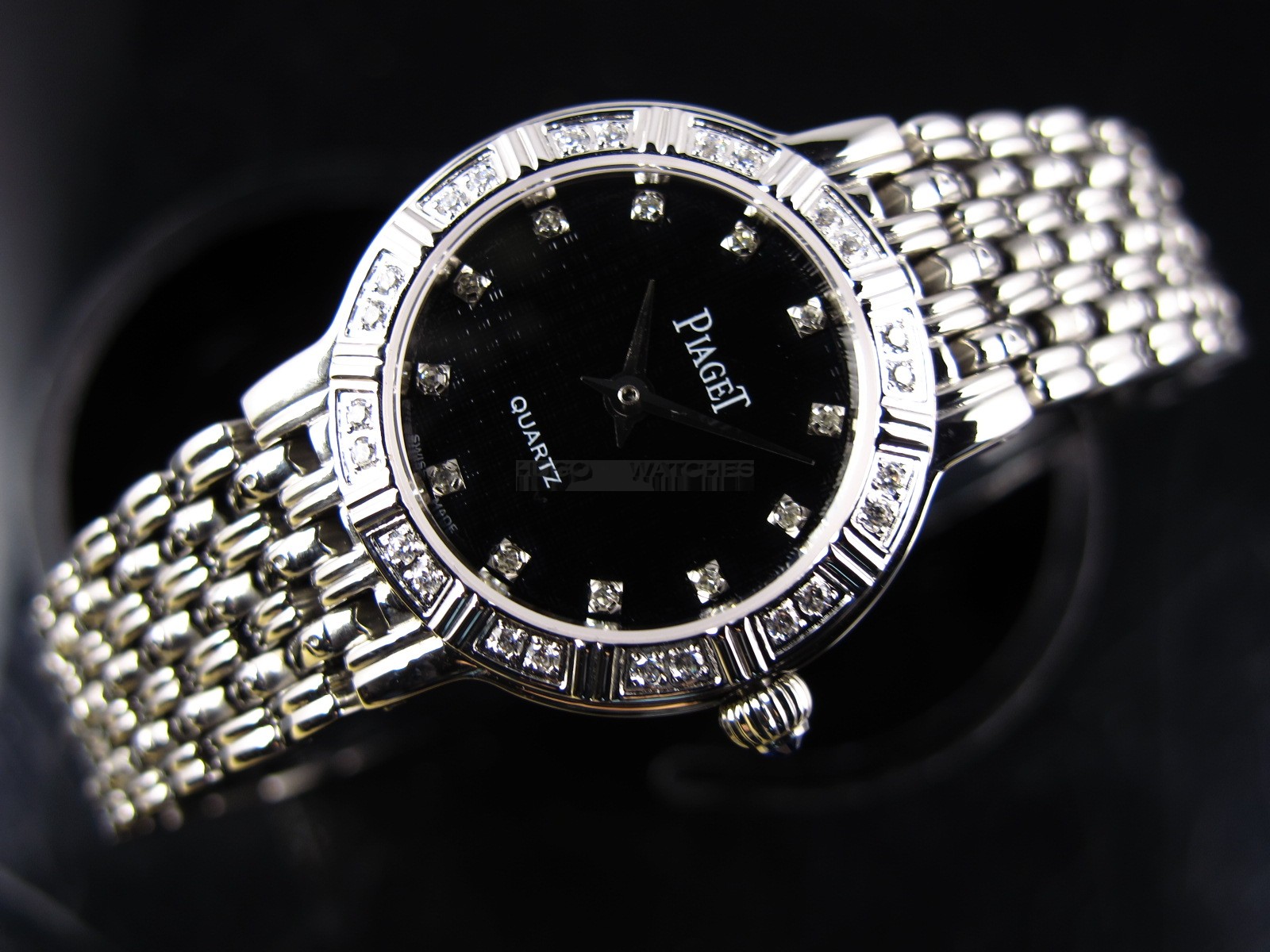 Piaget Dancer Swiss 2824 Quartz Black Dial Diamond Markers